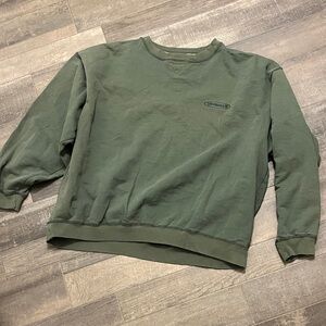 Olive Green Men's Sweater Vintage discolour fading some holes